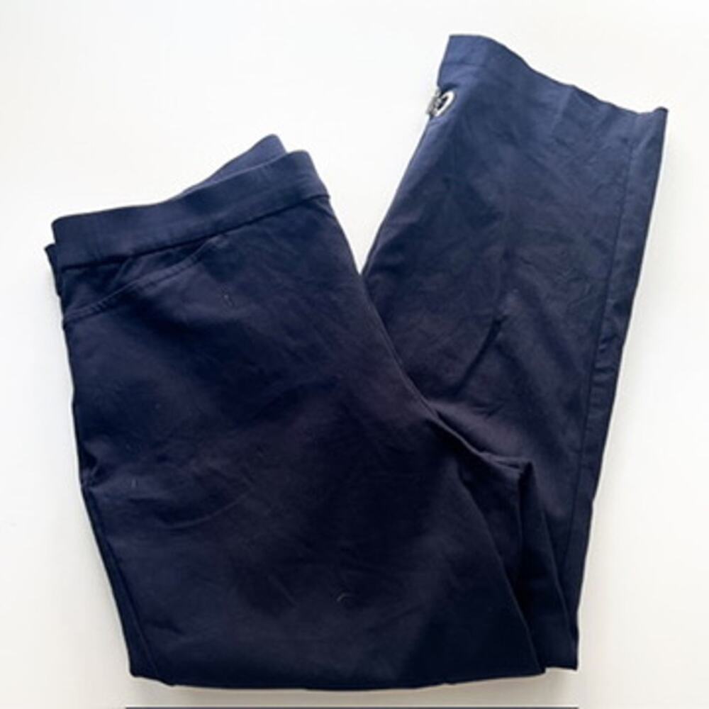 Susan Graver Women's Pants Sz 14 Pull-On Crop Navy Blue